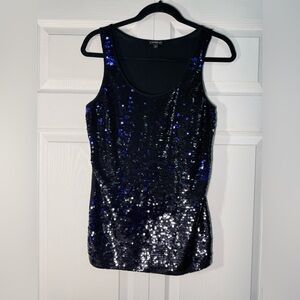 Express Navy and Royal Blue Sequin Tank Mini Dress